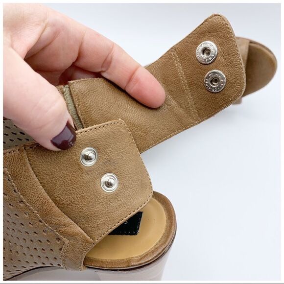 Steven by Steve Madden Tan Brown Perforated Open Toe Sandal Booties Sz 38/8 - Picture 6 of 14